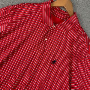 F&G Tech Polo Shirt Men's XL Red Striped Stretch Polyester Short Sleeve Golf USA